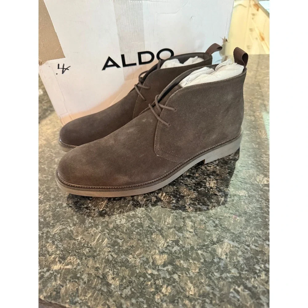 Aldo Jefrey-201 Mens Dark Brown Suede Chukka Boots Size 11 Ankle Booties New
